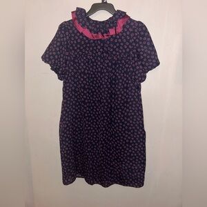 Marc by Marc Jacobs Dress - navy/purple print puff sleeve babydoll style